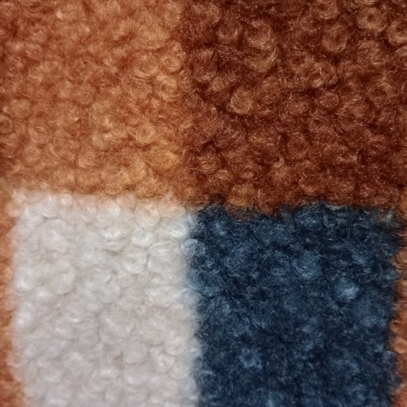 Ali Miles Women's Large Buffalo Plaid 3/4 sleeve Fuzzy Peacoat - Picture 9 of 12